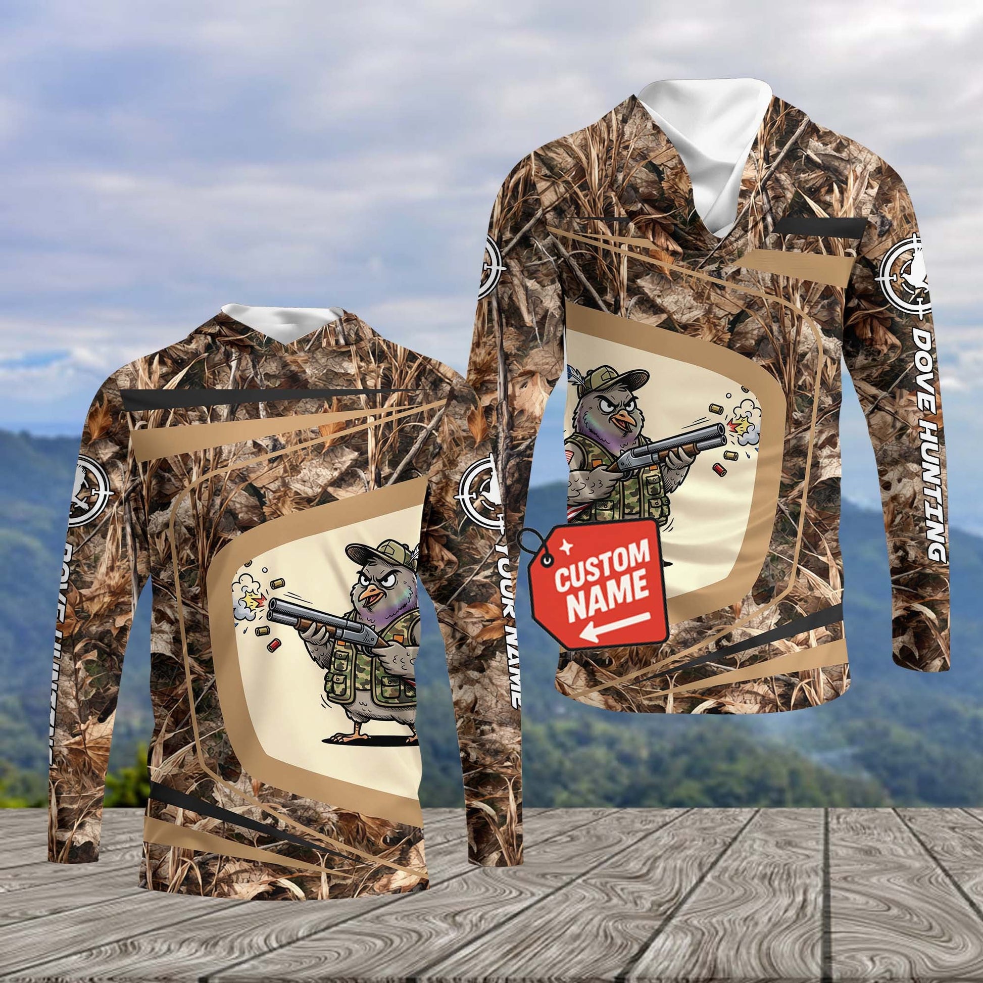 Custom Name Funny Dove Field Camo Art All Over Print Shirt