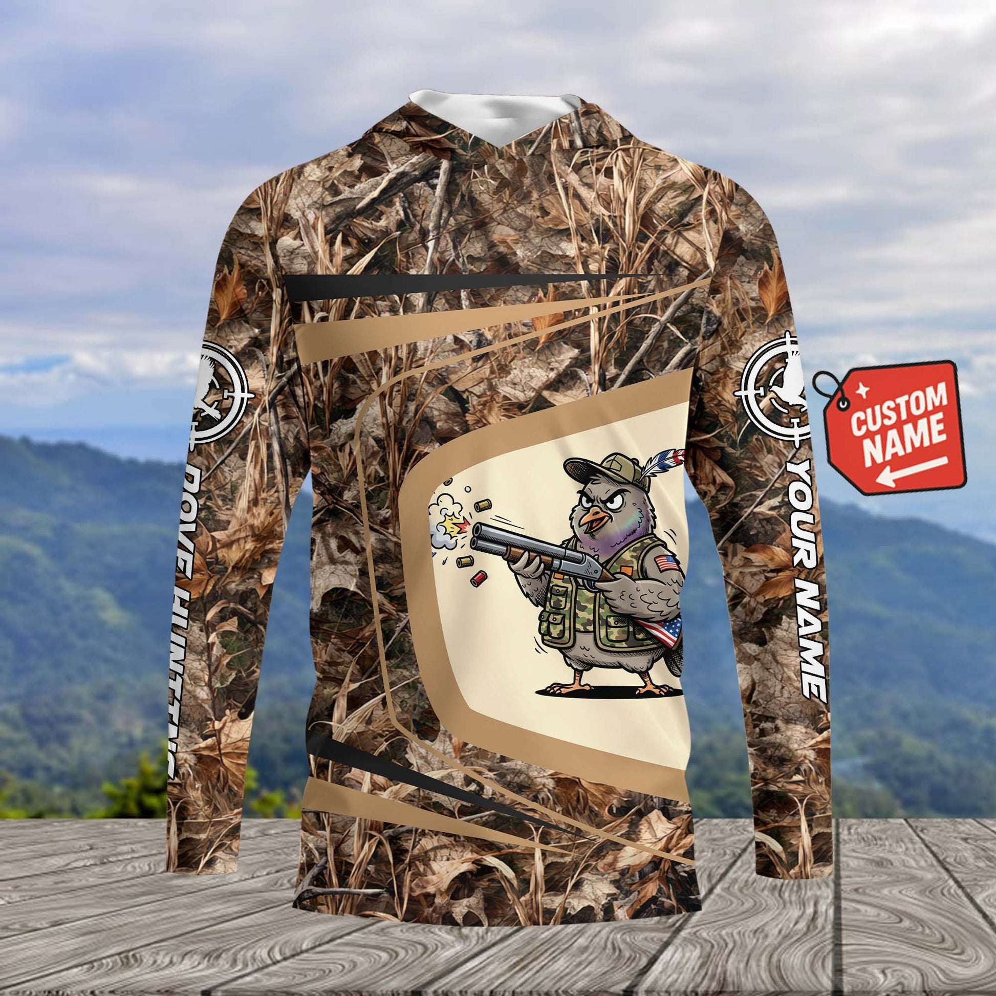 Custom Name Funny Dove Field Camo Art All Over Print Shirt