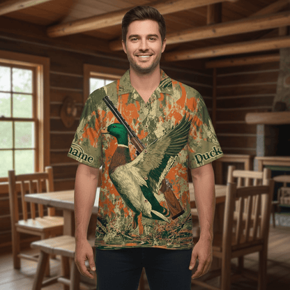 Custom Name Vintage Duck Hunting Hawaiian Shirt