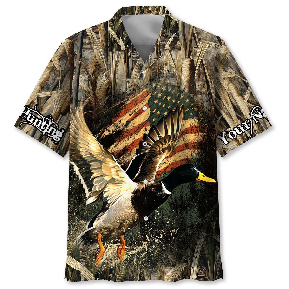 Custom Name America Duck Hunting Hawaiian Shirt