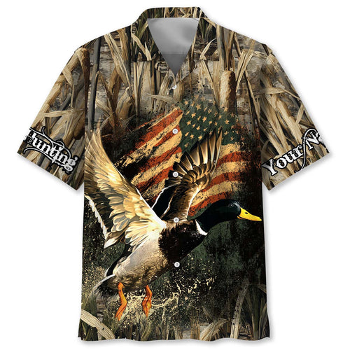 Custom Name America Duck Hunting Hawaiian Shirt