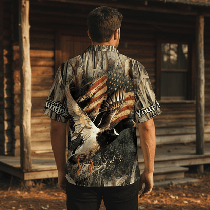 Custom Name America Duck Hunting Hawaiian Shirt