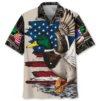 Vintage Mallard Duck Hunting Camo Hawaiian Shirt