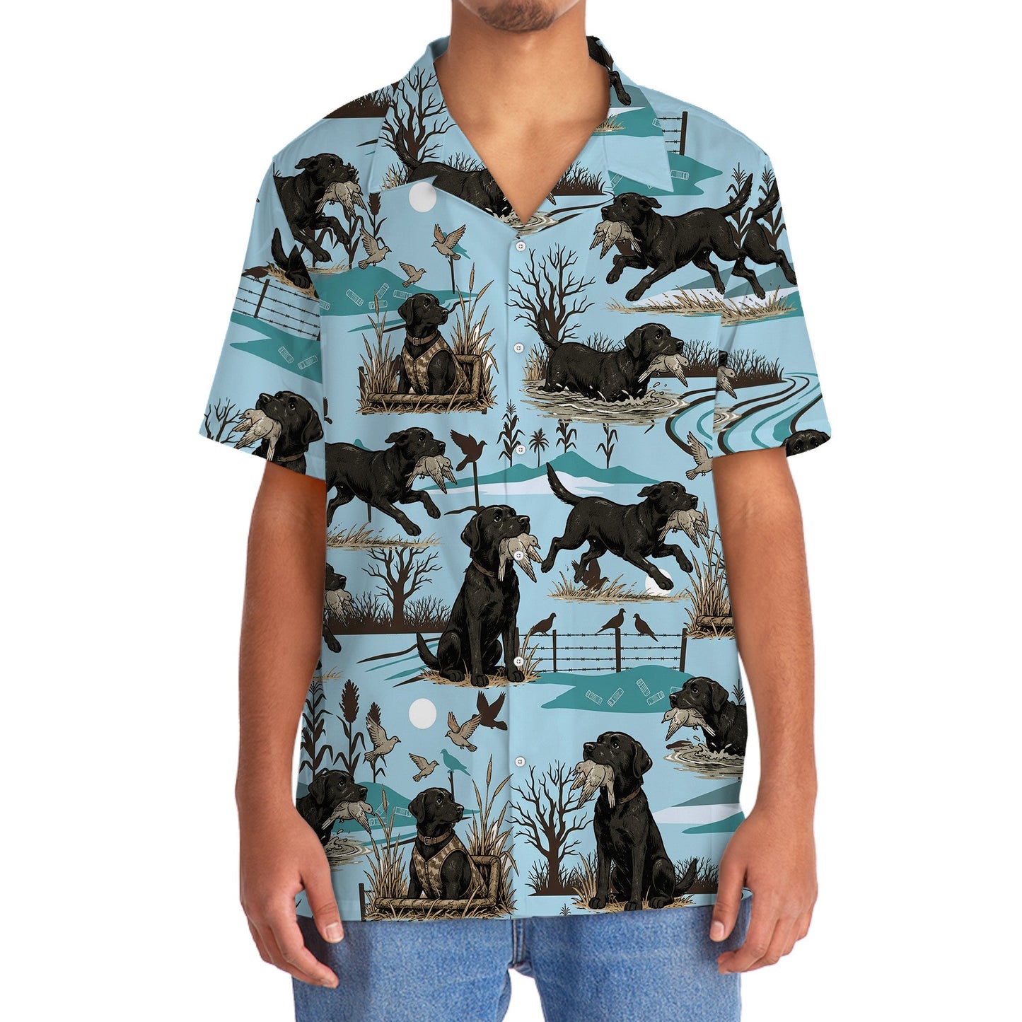 Black Labrador Retriever And Dove Hunting Hawaiian Shirt