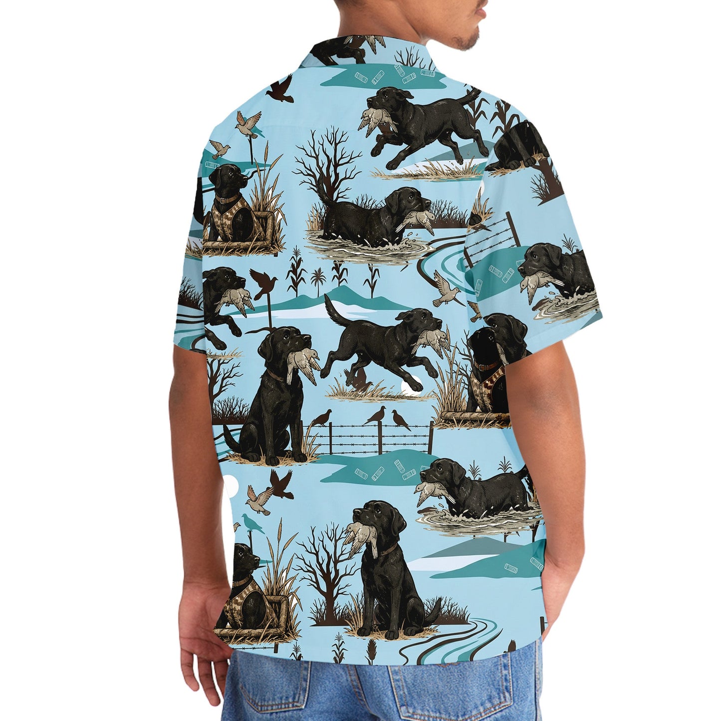 Black Labrador Retriever And Dove Hunting Hawaiian Shirt
