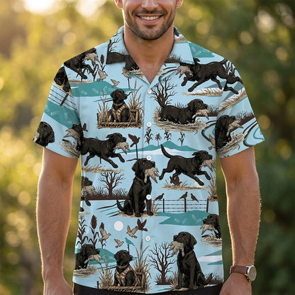 Black Labrador Retriever And Dove Hunting Hawaiian Shirt