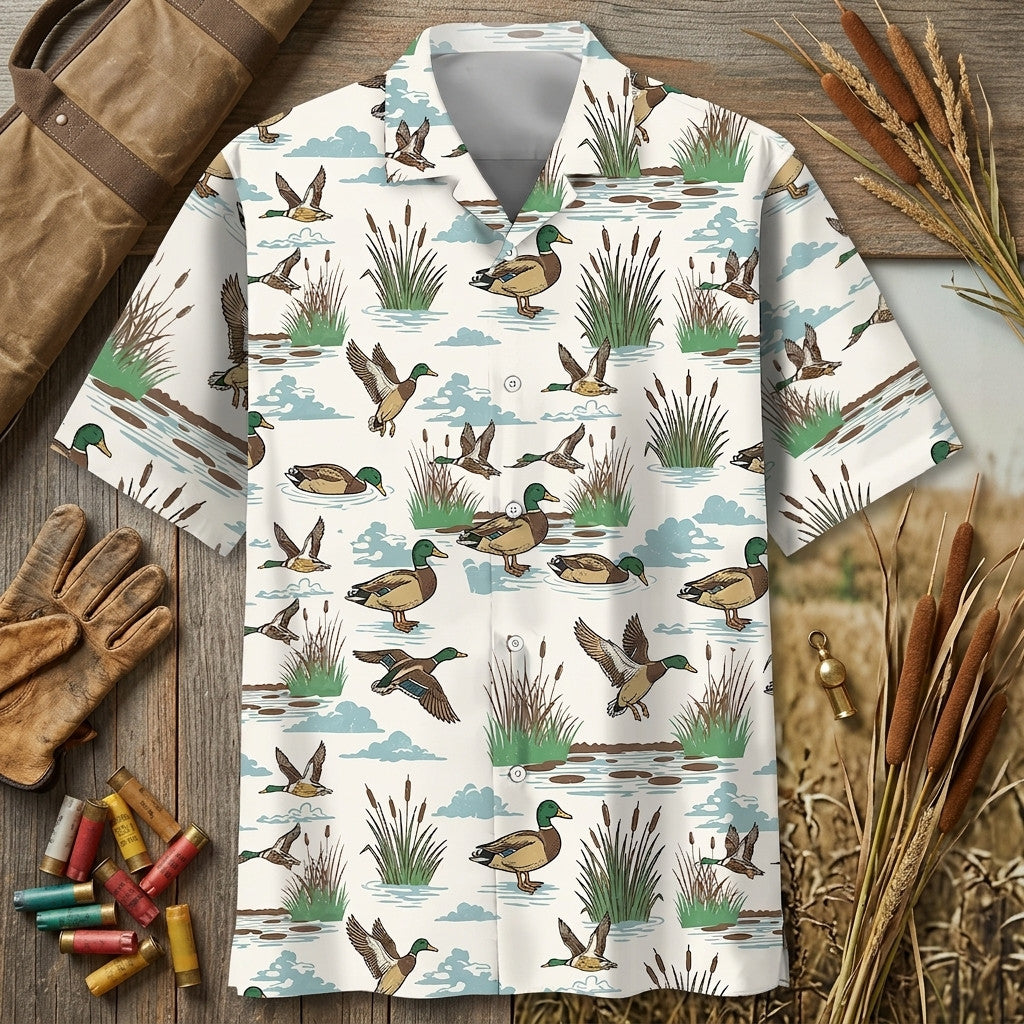 Mallard Duck Hunting Vintage Hawaiian Shirt