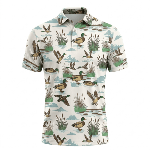 Mallard Duck Hunting Vintage Men Polo Shirt