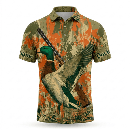 Custom Name Vintage Duck Hunting Men Polo Shirt