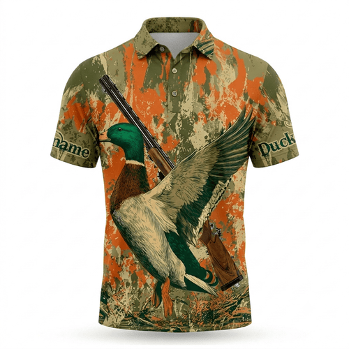 Custom Name Vintage Duck Hunting Men Polo Shirt