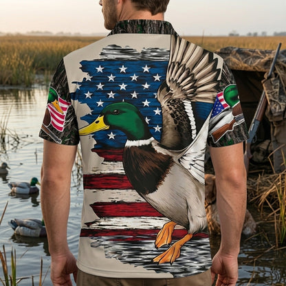 Vintage Mallard Duck Hunting Camo Men Polo Shirt