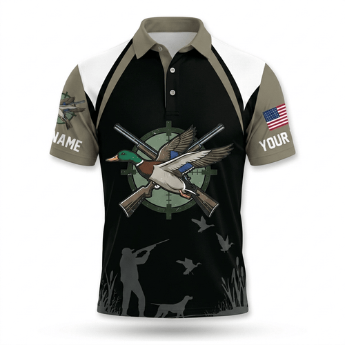 Custom Name United States Duck Hunting Men Polo Shirt