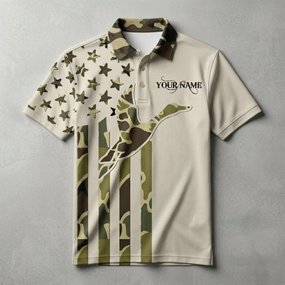 Custom Name Duck Hunting Camo Men Polo Shirt