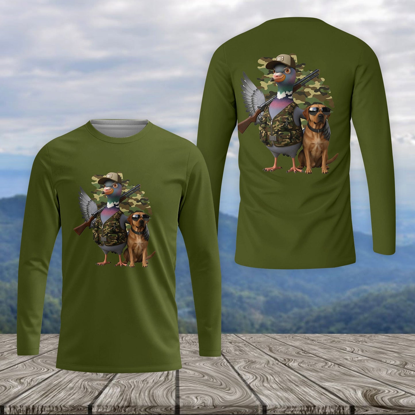 Funny Dove Hunter With Labrador All Over Print Shirt