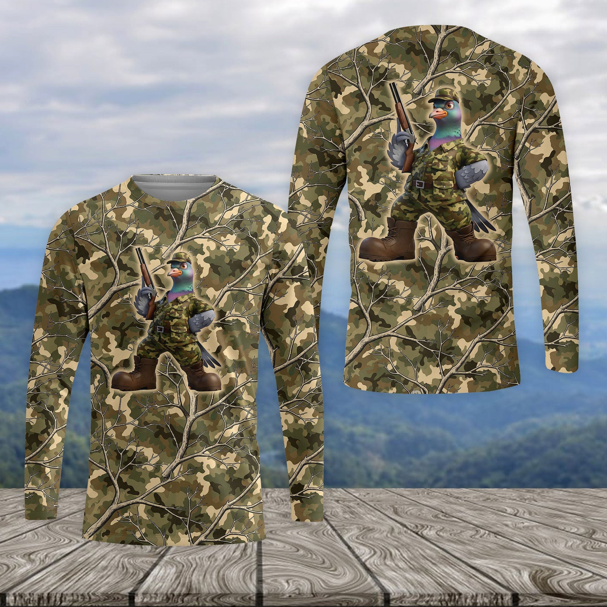 Dove Hunting Camouflage Funny All Over Print Shirt