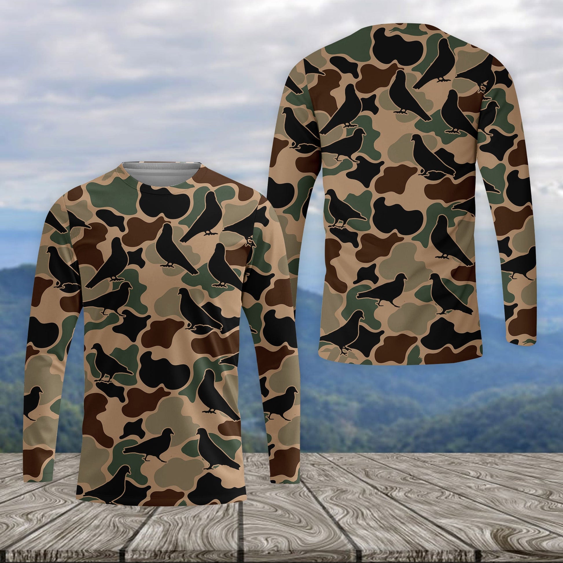 Dove Bird Camouflage Pattern All Over Print Shirt