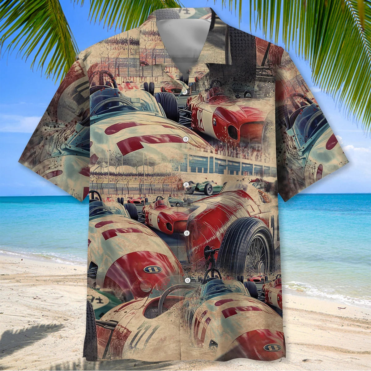 1950 S European Racing Car Hawaiian Shirt - M - hawaiian shirt