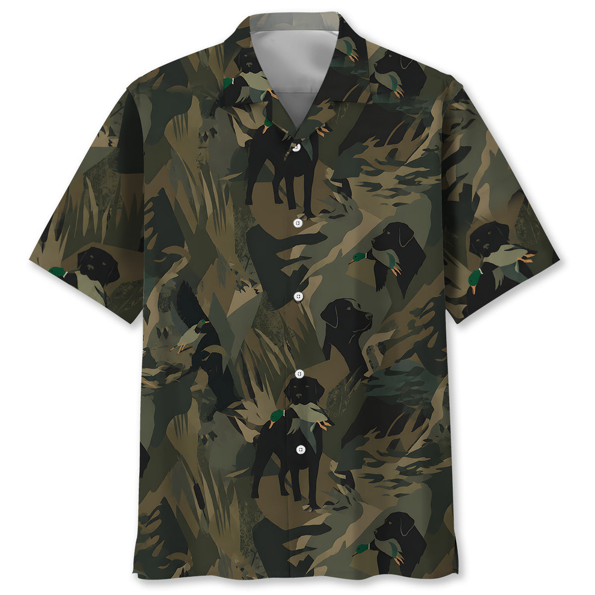 Mallard Duck Retriever Camouflage Hawaiian Shirt