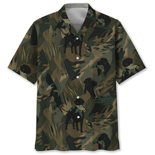 Mallard Duck Retriever Camouflage Hawaiian Shirt