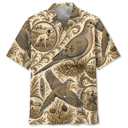 Vintage Dove Hunting Toile Hawaiian Shirt