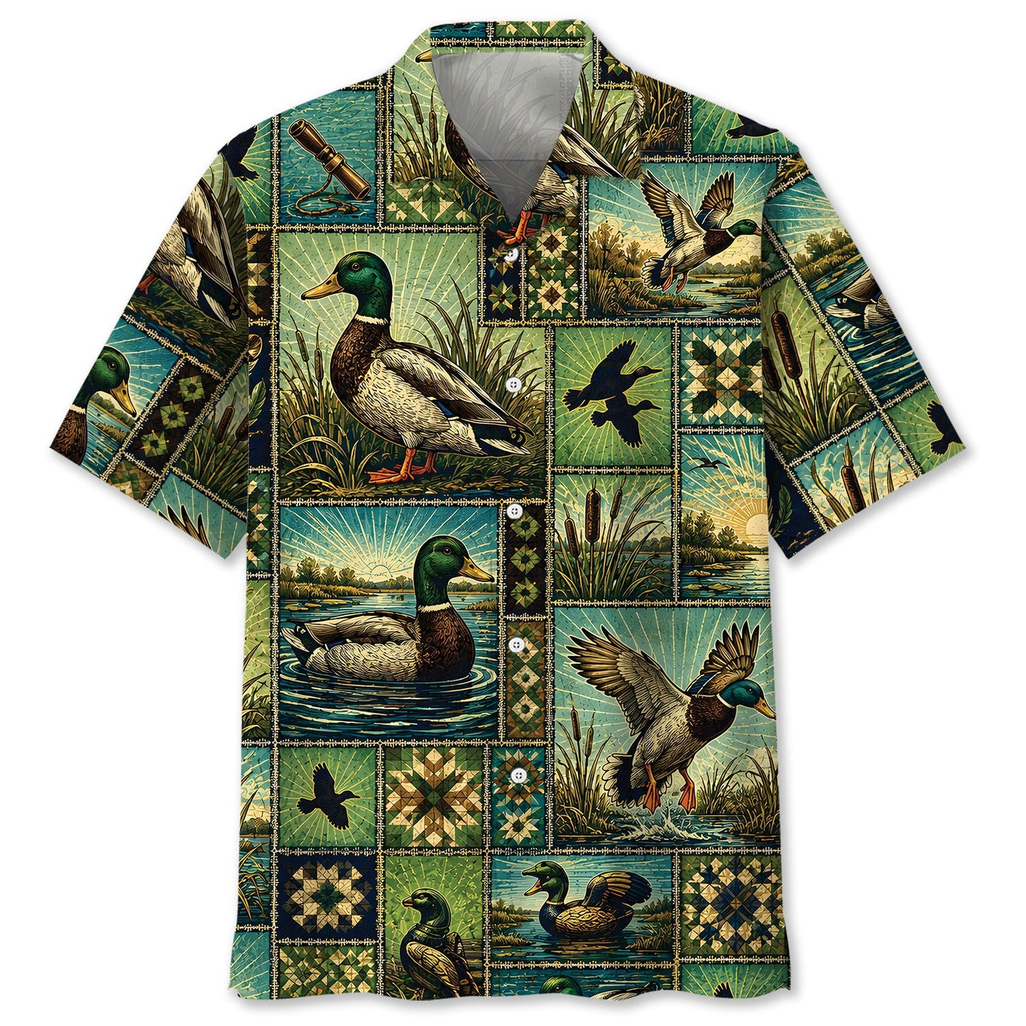 Duck Hunting Vintage Pattern Hawaiian Shirt