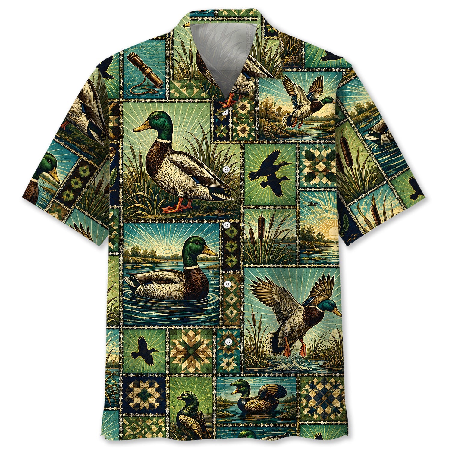 Duck Hunting Vintage Pattern Hawaiian Shirt