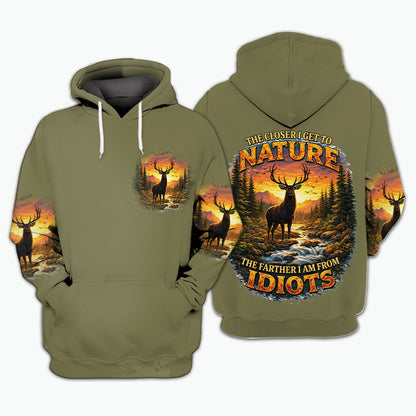 The Closer I Get To Nature The Farther I Am From Idiots All Over Print Shirt