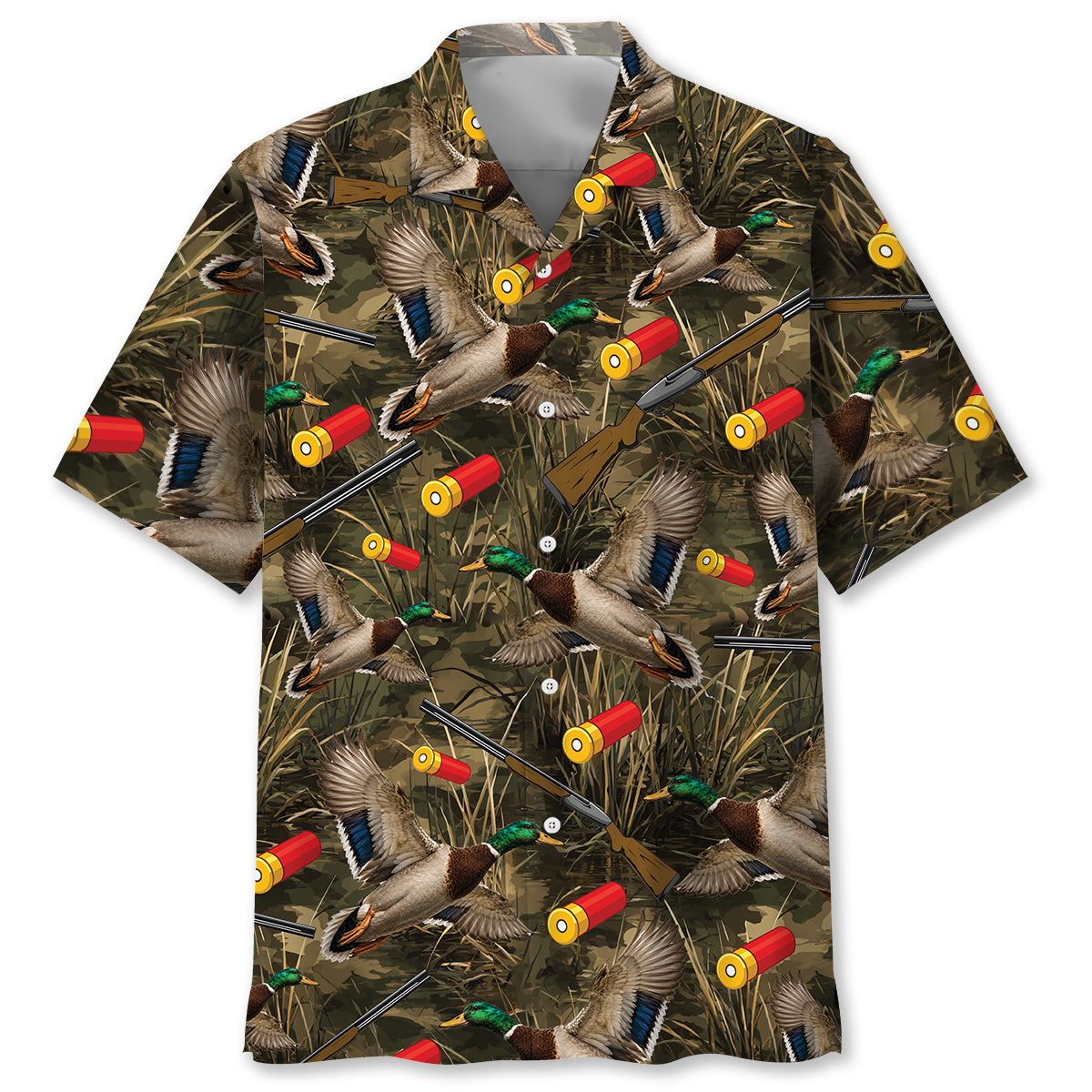 Vintage Camouflage Duck Hunting Hawaiian Shirt