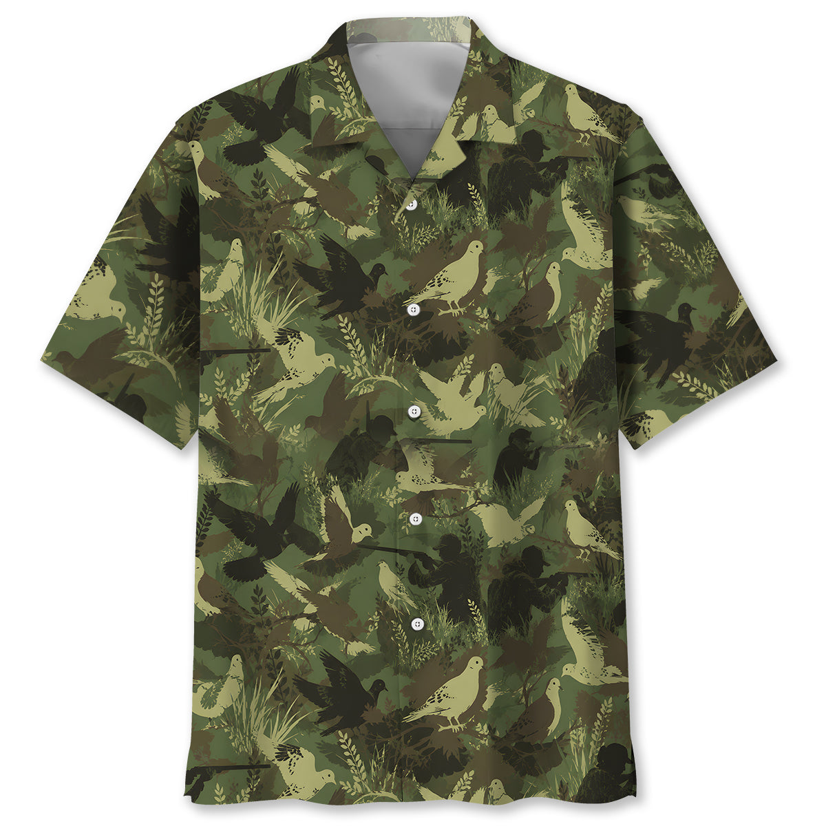 Camouflage Mourning Dove Pattern Hawaiian Shirt
