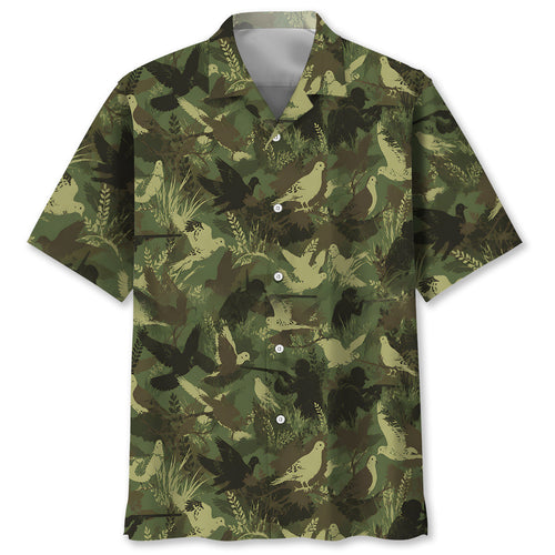 Camouflage Mourning Dove Pattern Hawaiian Shirt