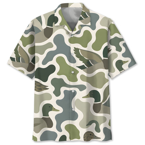 Mallard Ducks Camouflage Hunting Funny Pattern Hawaiian Shirt