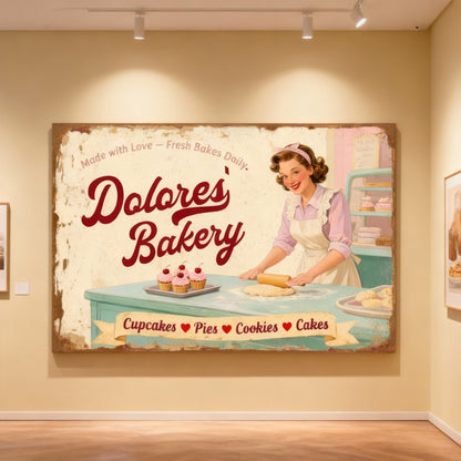 Vintage Mom's Bakery Farmhouse Wall Sign