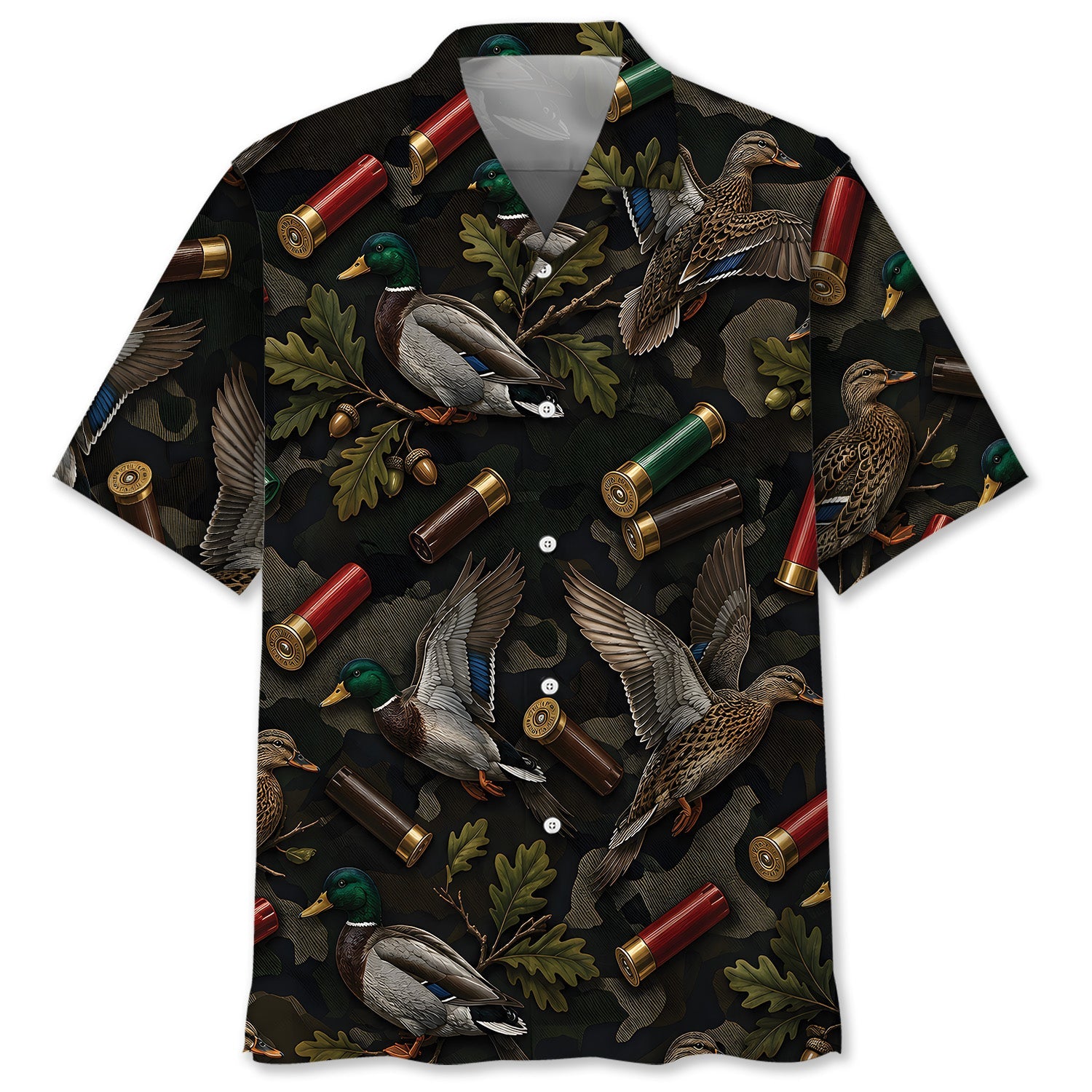 Vintage Duck Hunting Camouflage Black Hawaiian Shirt