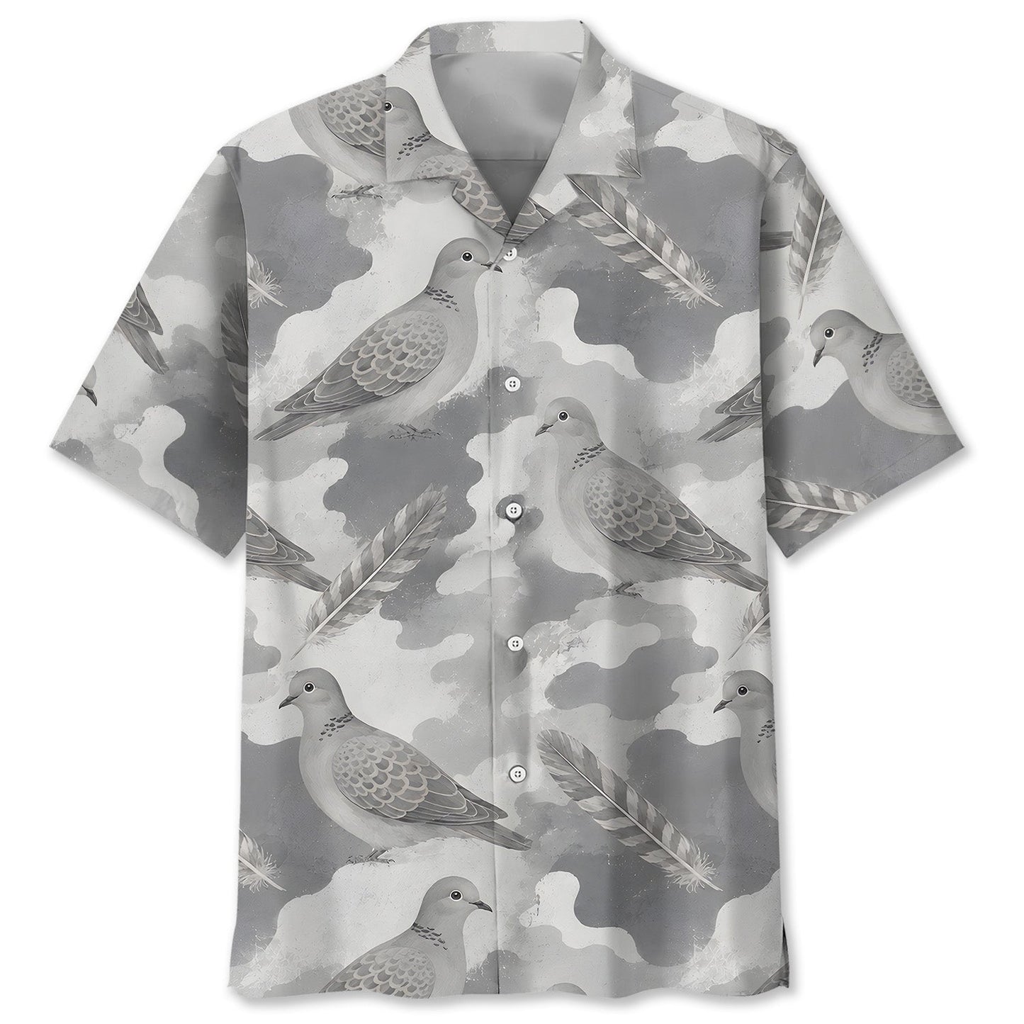 Wild Dove Gray Camouflage Hawaiian Shirt