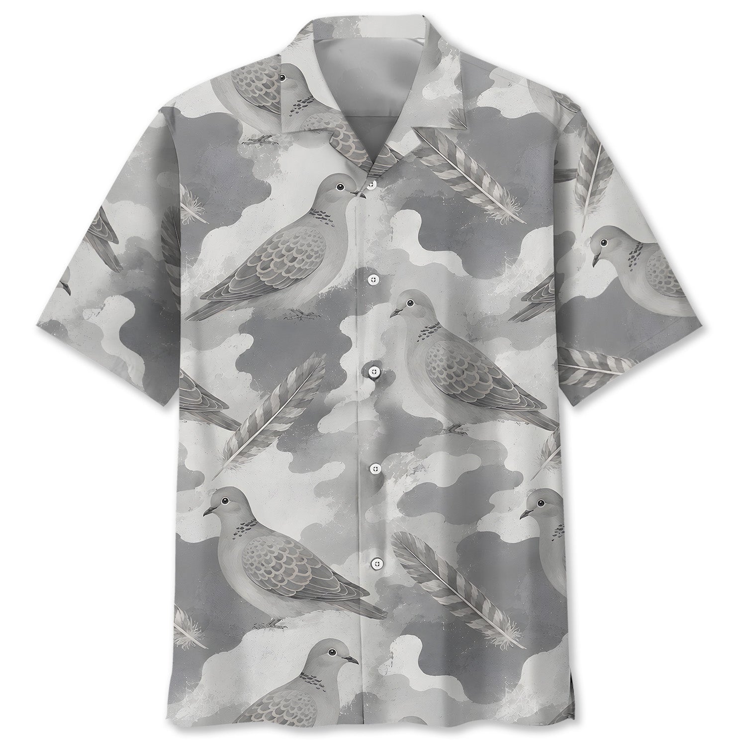 Wild Dove Gray Camouflage Hawaiian Shirt