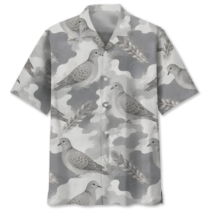 Wild Dove Gray Camouflage Hawaiian Shirt