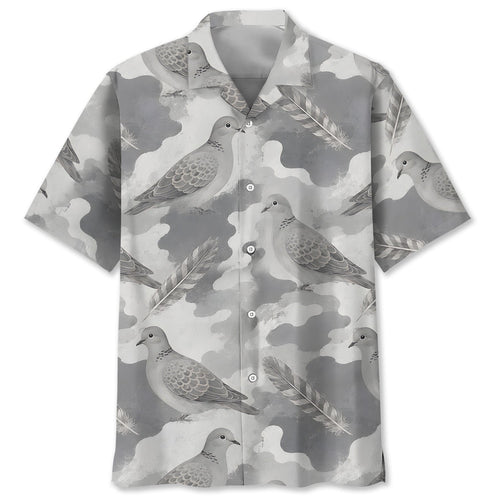 Wild Dove Gray Camouflage Hawaiian Shirt