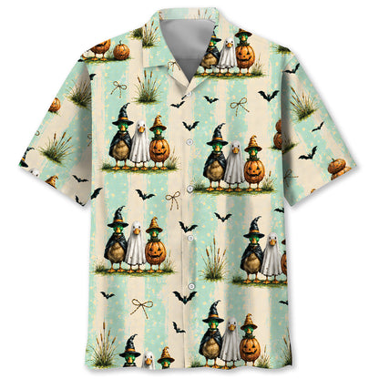Duck Ghost Pumpkin Halloween Hawaiian Shirt