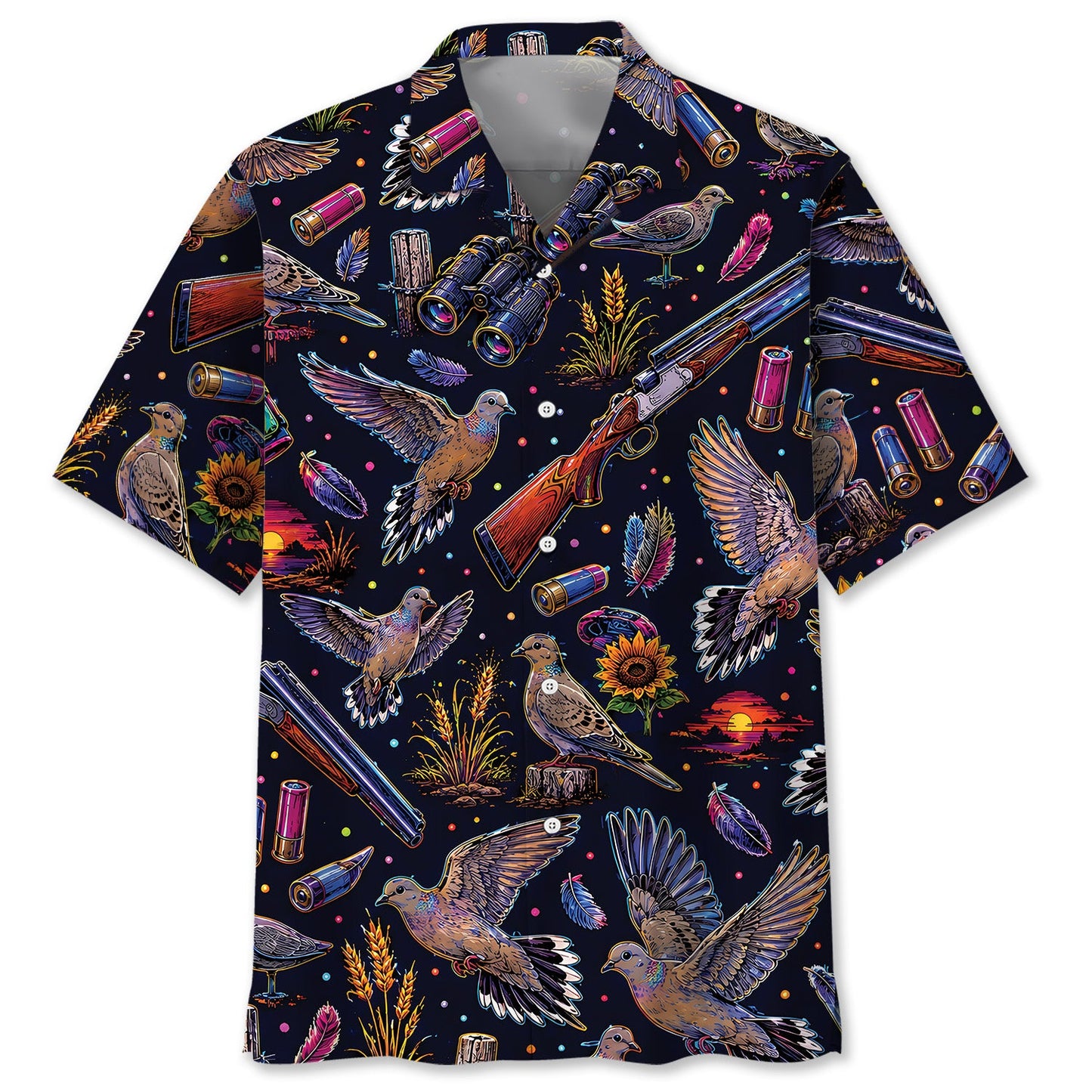 Dove Hunting Graphic Pattern Hawaiian Shirt