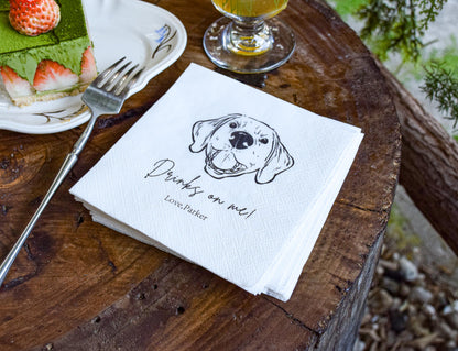 Custom Pet Wedding Cocktail Napkins, Personalized Pet Portrait for 1–3 Dogs or Cats, Colorful Wedding Party Supplies, Custom Photo