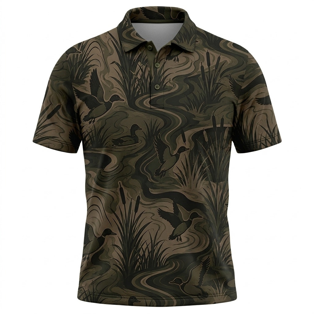 Camouflage Duck Hunting Men Polo Shirt