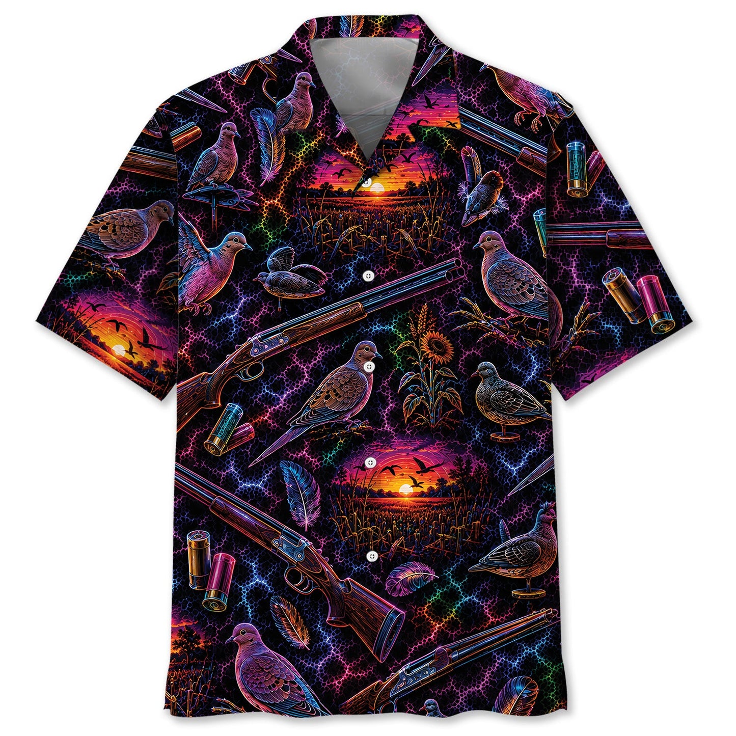 Midnight Dove Hunting Neon Hawaiian Shirt
