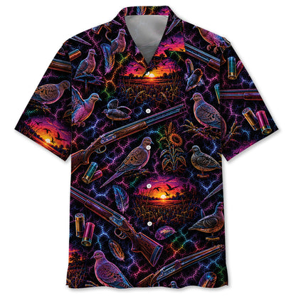 Midnight Dove Hunting Neon Hawaiian Shirt