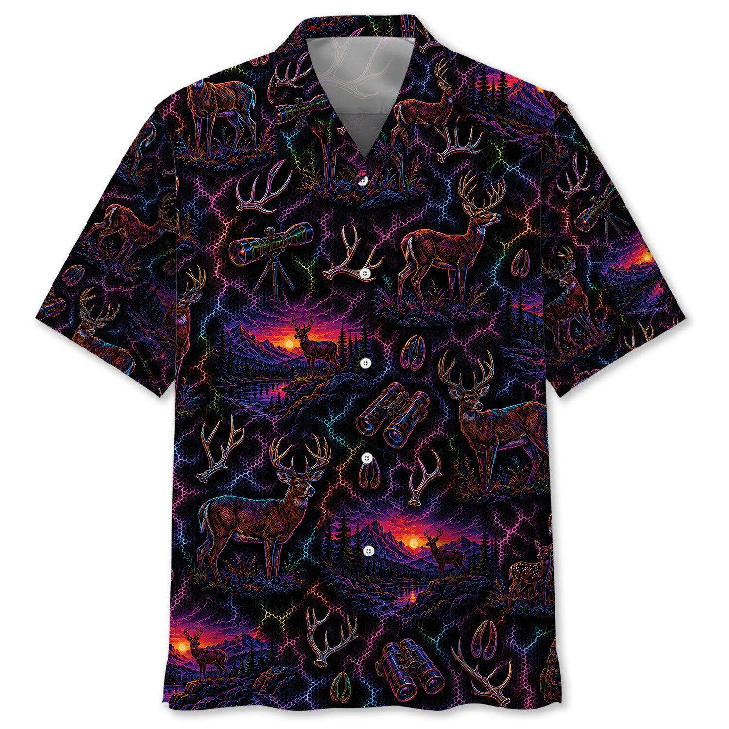 Midnight Deer Neon Hawaiian Shirt