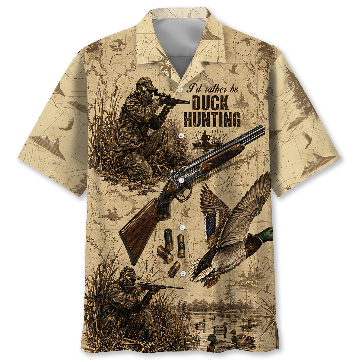 Vintage Mallard Duck Hunting Hawaiian Shirt