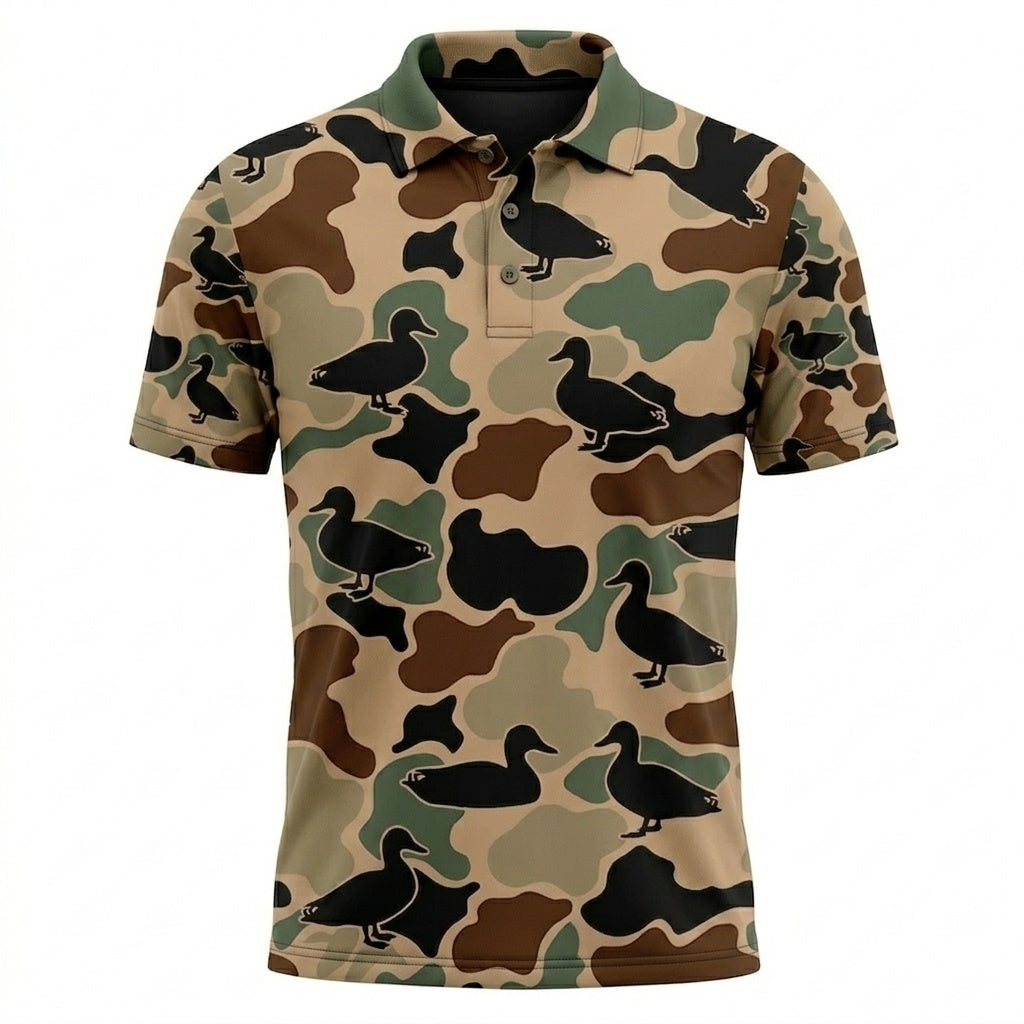 Duck Hunting Camouflage Pattern Men Polo Shirt