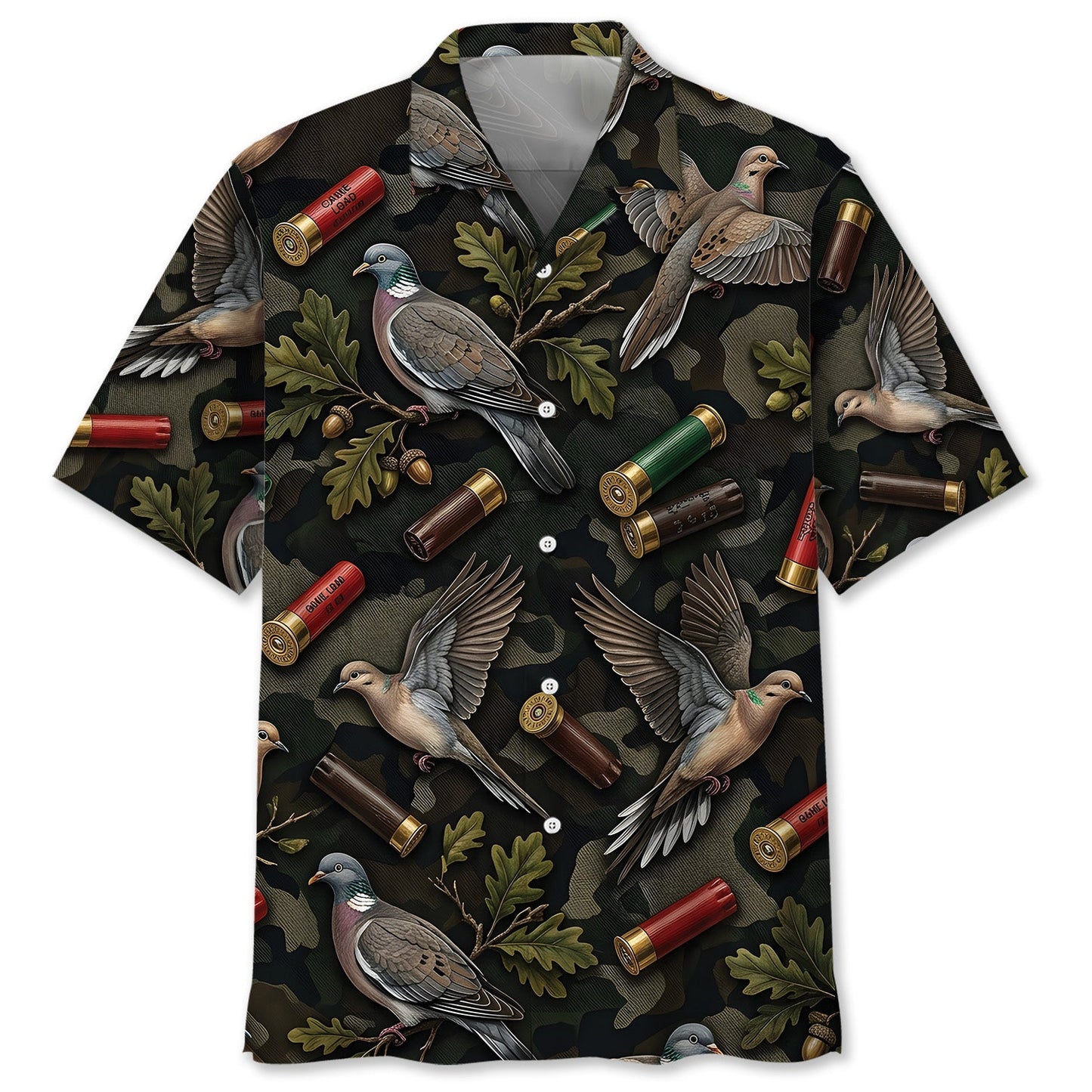 Vintage Wild Dove Hunting Camouflage Black Hawaiian Shirt