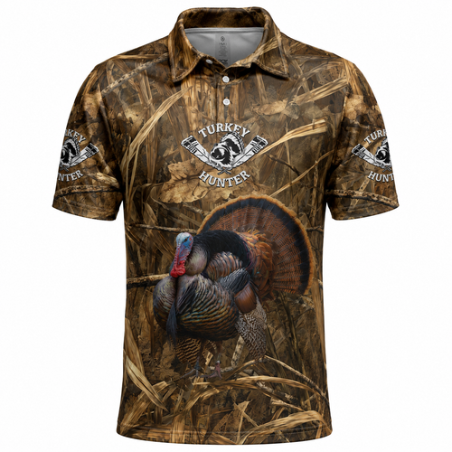 Wild Turkey Hunting Camouflage Polo For Men Shirt
