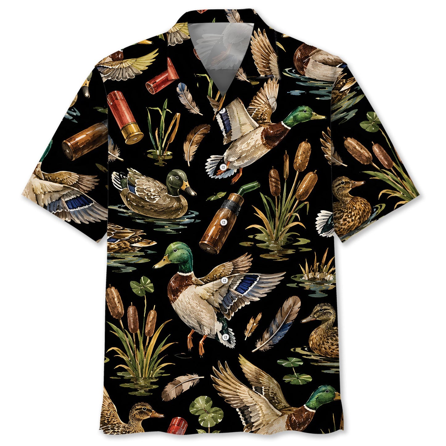 Duck Hunting Retro Black Hawaiian Shirt
