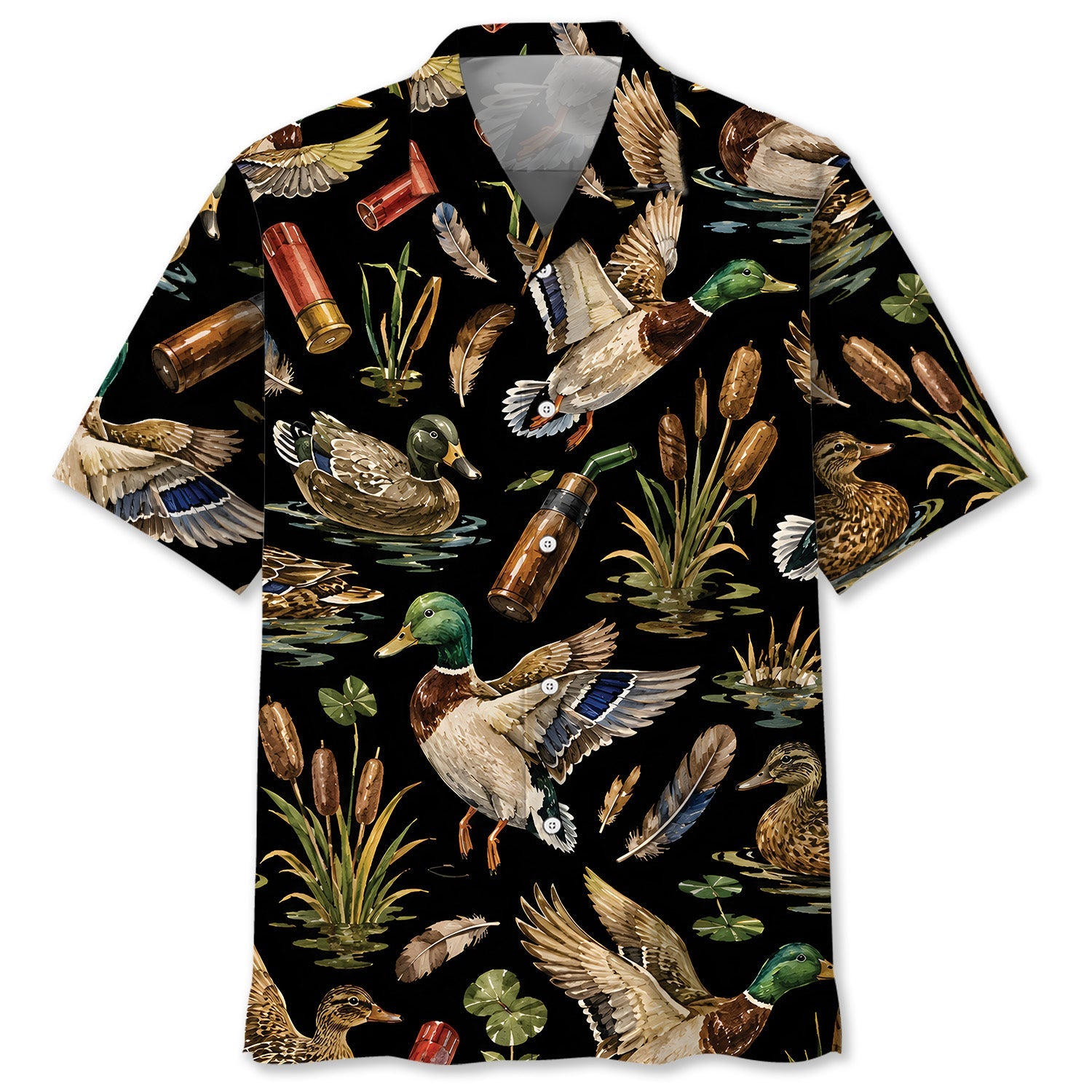 Duck Hunting Retro Black Hawaiian Shirt